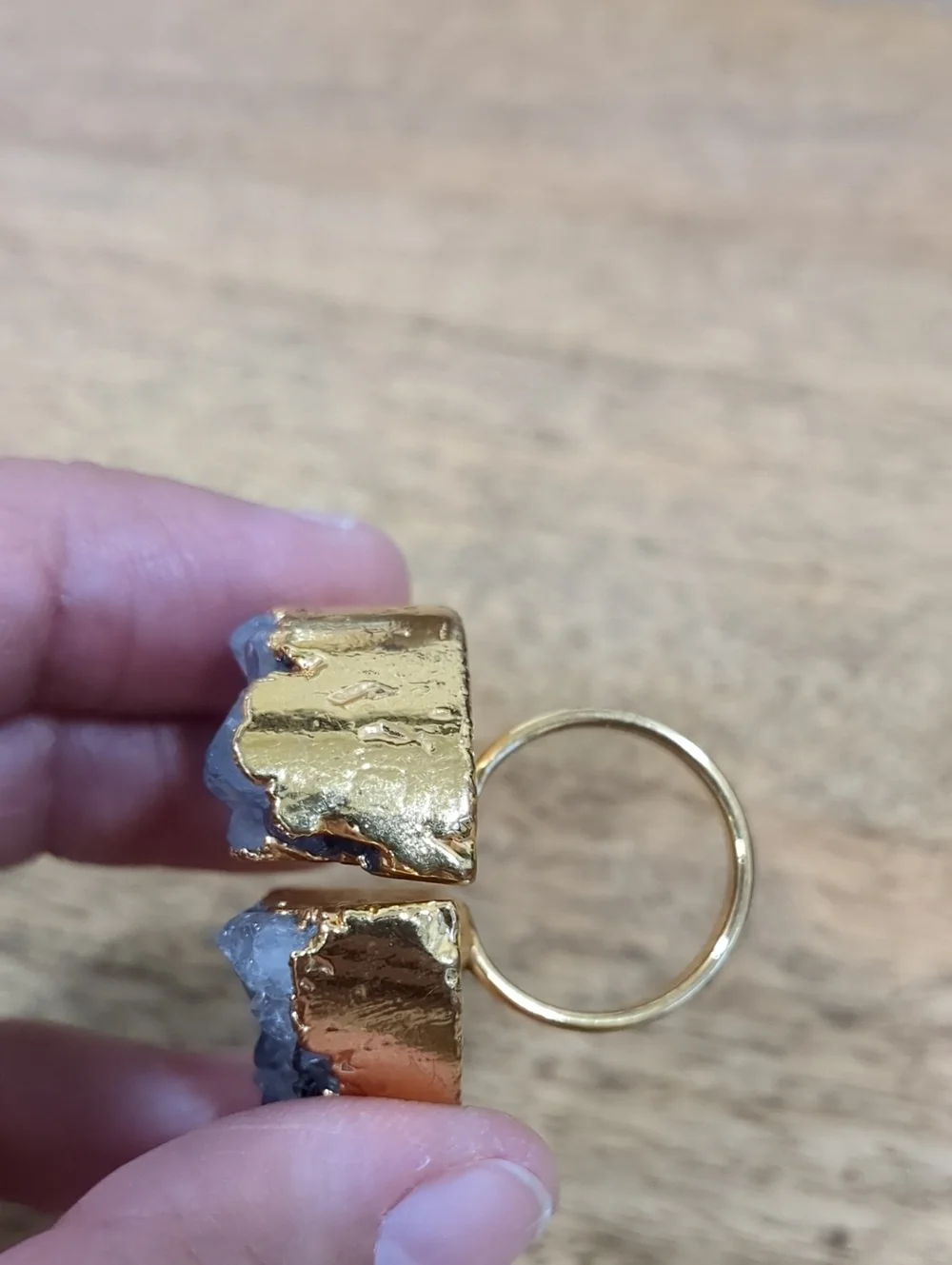 Gold-Plated Ring with Lavender Raw Druzy
